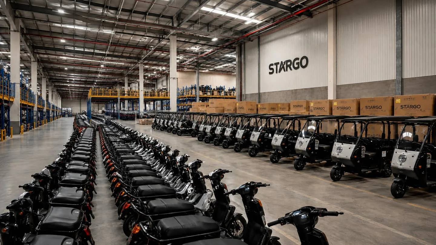 Finished vehicles staged for export